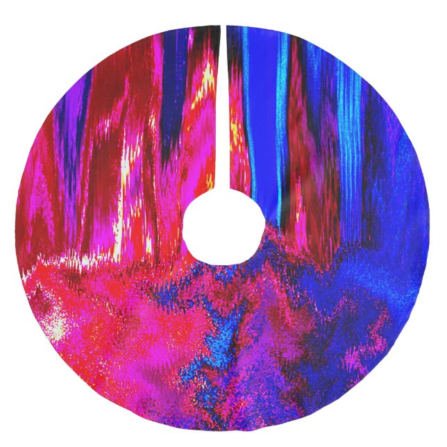 Smält Glitch Red och Blue Julgransmatta Borstad Polyester (Framsidan)