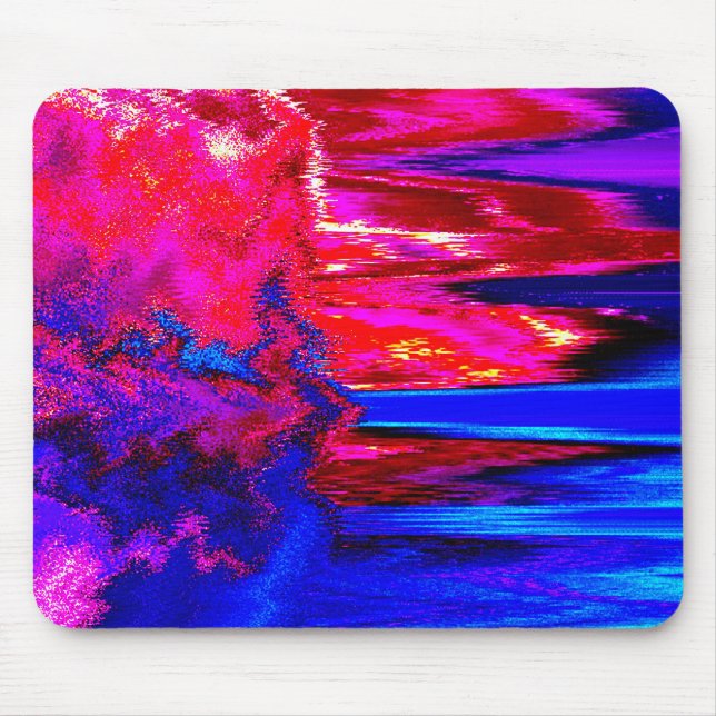 Smält Glitch Red och Blue Musmatta (Framsidan)