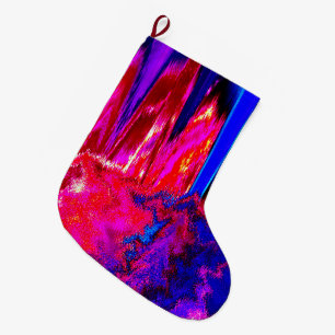 Smält Glitch Red och Blue Stor Julstrumpa
