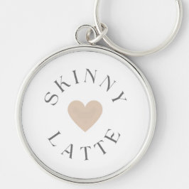 Smalt Latte Neutral Hjärtat, Presentidé för kaffef Rund Silverfärgad Nyckelring