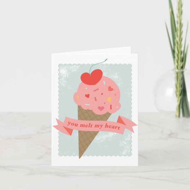 Smält mitt hjärta Ice Cream Valentine Card Tack Kort (Framsida)