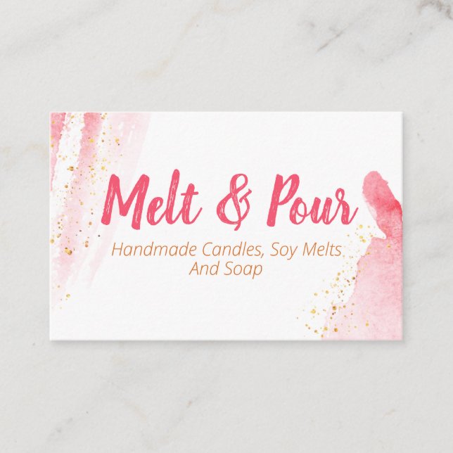 Smält och fint Rosa Vattenfärgskål Tvåkapsyl, soja Visitkort (Framsida)