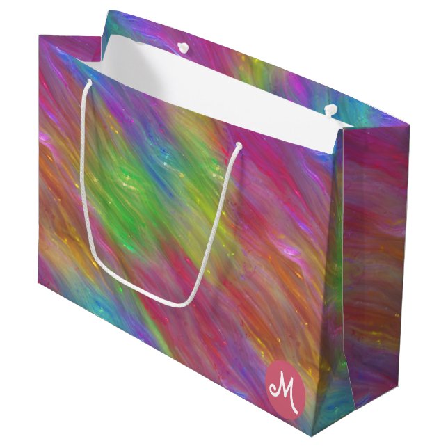 Smält regnbågsglas, monogram gift-säck (Framsidan Vinklad)