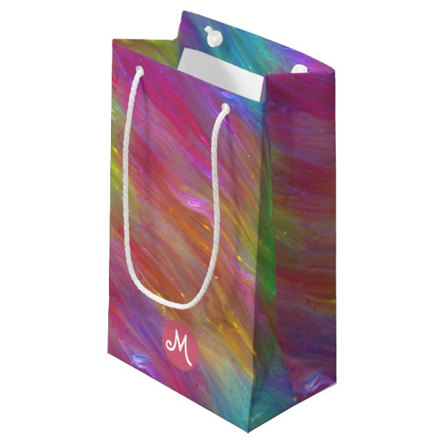 Smält regnbågsglas, monogram gift-säck (Framsidan Vinklad)