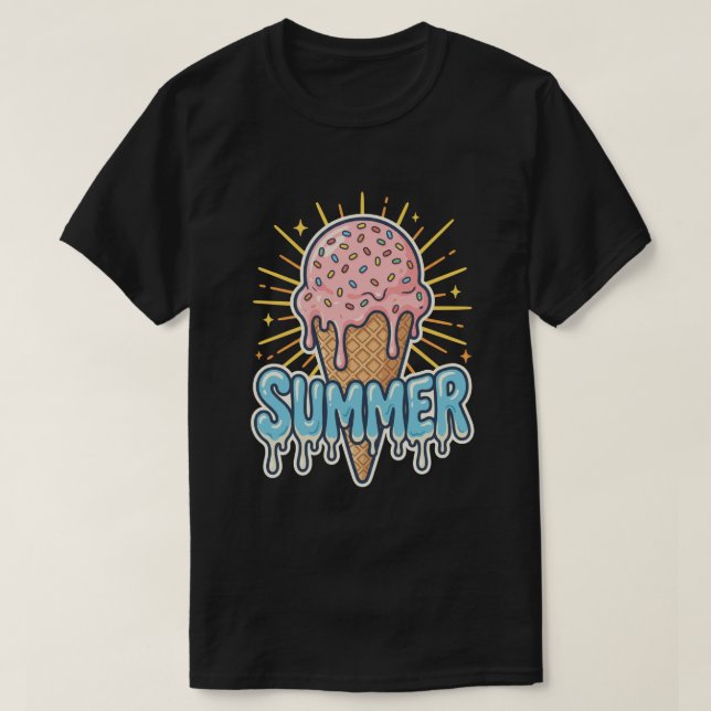 Smält rosa iskon - sött sommarlov  t shirt (Design framsida)