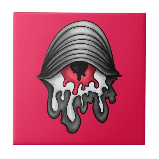 Smält rött Öga: Surreal fasa Kakelplatta (Framsidan)