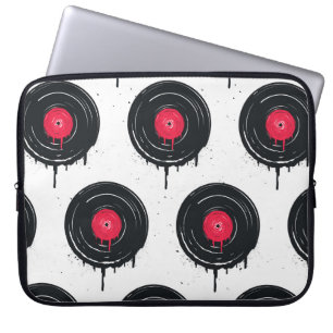 Smält vinylskivor, konstnärligt mönster. laptop fodral