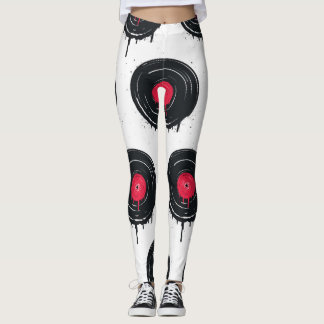 Smält vinylskivor, konstnärligt mönster. leggings