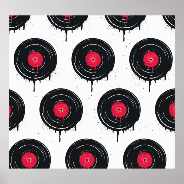 Smält vinylskivor, konstnärligt mönster. poster (Framsidan)