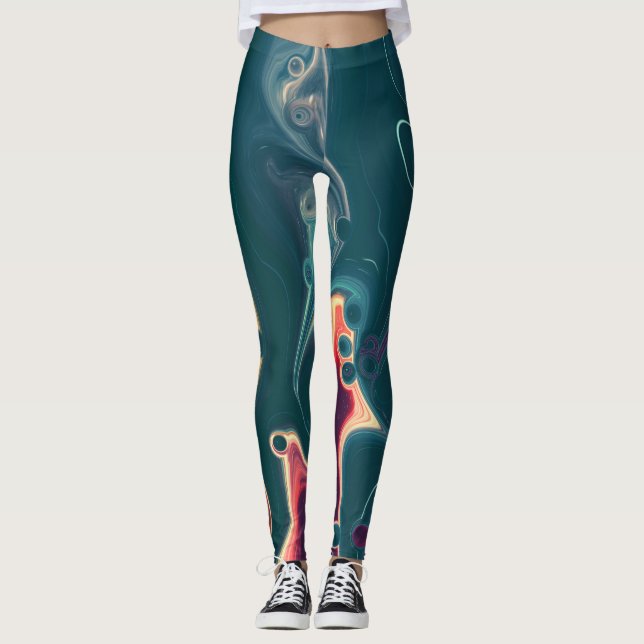 Smälta vågor i midnattsrörelse leggings (Framsida)