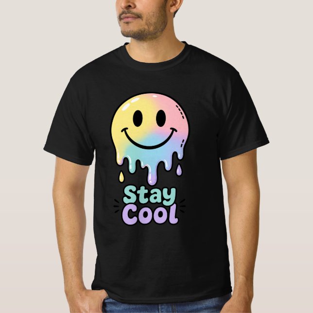 Smältande Glad Ansikte Herr T-Shirt – Cool Drip Em (Framsida)