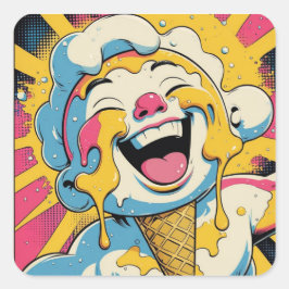 Smältande Glädje – Isglass Pop Art Explosion Fyrkantigt Klistermärke