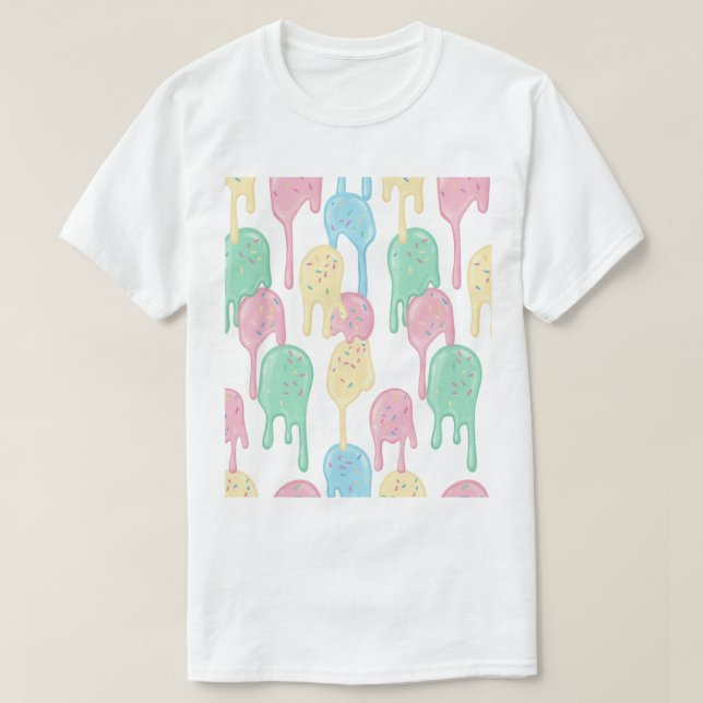 Smältande Glass och Strössel Mönster T Shirt (Design framsida)