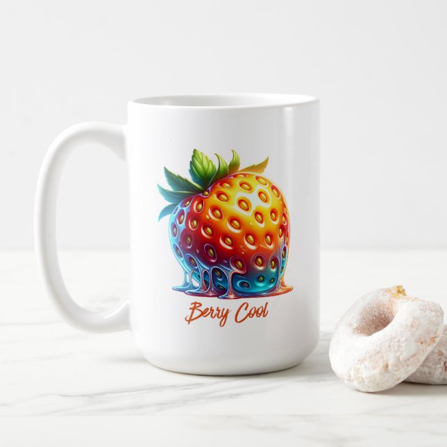 Smältande jordgubbs-droppande konst kaffemugg (Med munk)