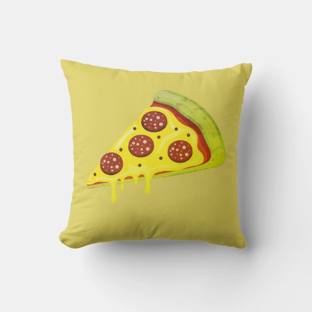 Smältande Ostig Pepperoni Pizzabit Kudde (Framsida)