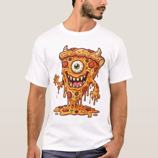 Smältande Pizza-skapelse Rollig Mat-mascot Illustr T Shirt