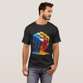 Smältande Rubix-kub Basic Mörk T-Shirt