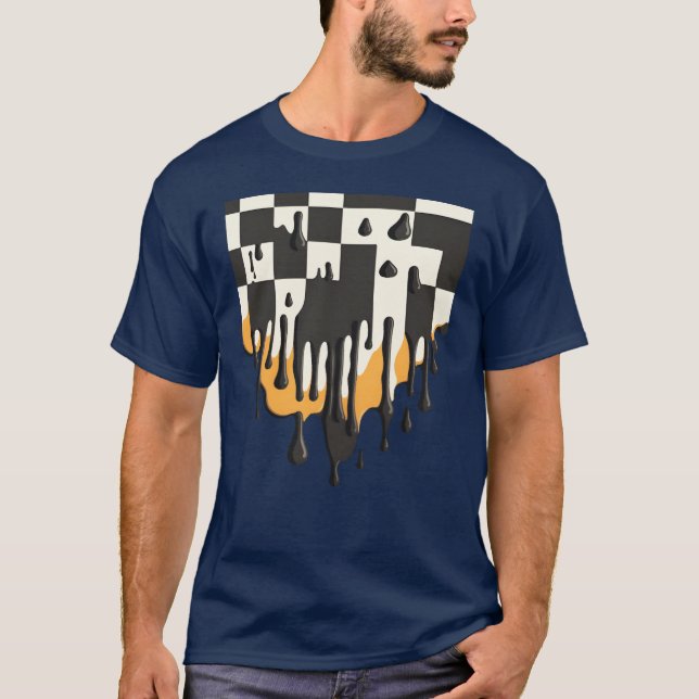 Smältande schackbräde roligt t shirt (Framsida)