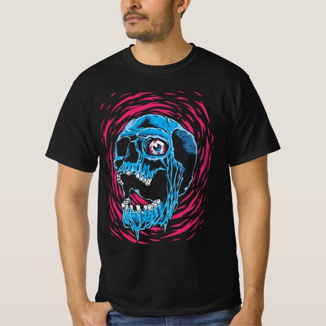 Smältande Skalle: Psykedelisk Skräck T Shirt (Framsida)