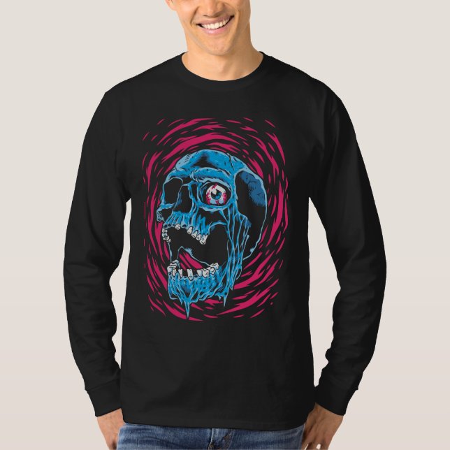 Smältande Skalle: Psykedelisk Skräck T Shirt (Framsida)