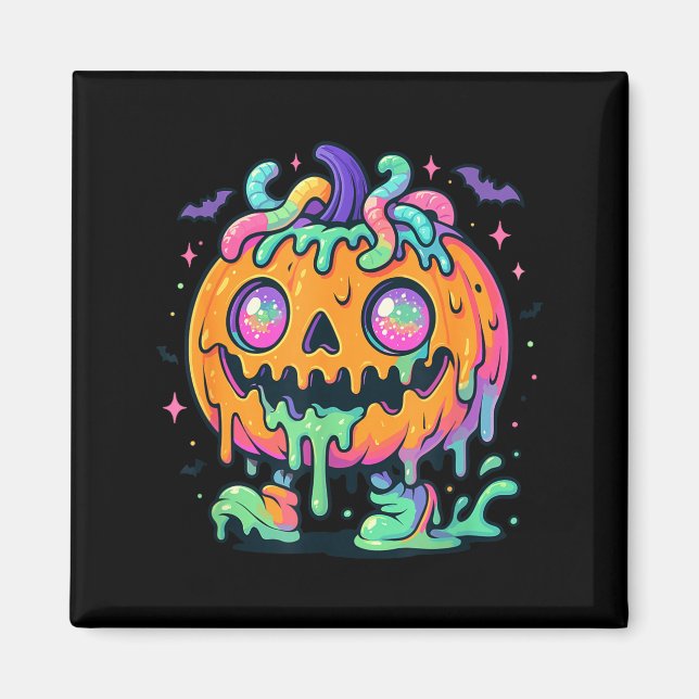 Smältande slime pumpa monster halloween tecknad fi magnet (Framsidan)