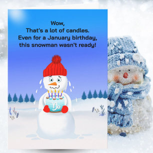 Smältande Snömannen Januari Födelsedag Stenbocken Kort