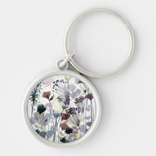 Smältblommor II Rund Silverfärgad Nyckelring