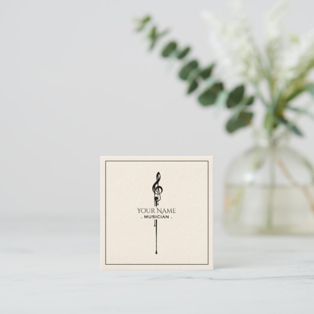 Smälter Black Treble Clef Fyrkantigt Visitkort (Stående Fram)