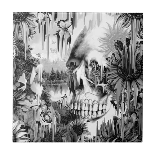 Smälter blom- skalle för maj duschar i grå färg kakelplatta (Framsidan)