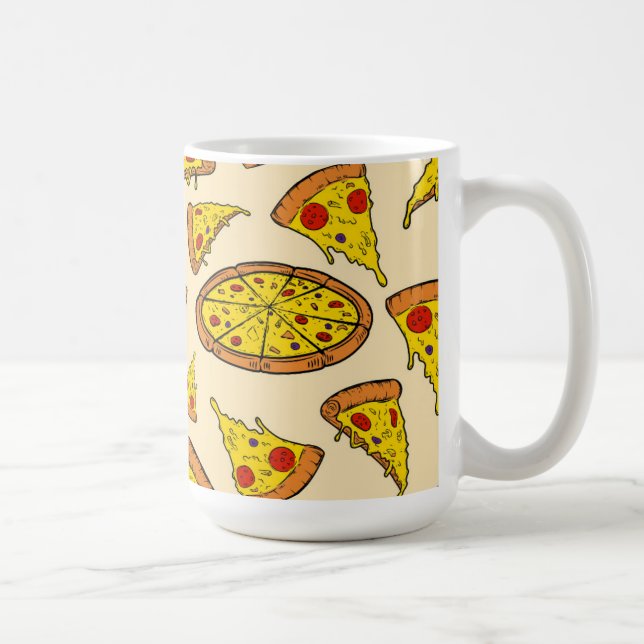 Smälter Cheese Pizza Mönster Kaffemugg (Höger)