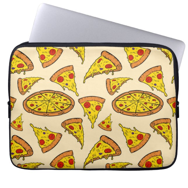 Smälter Cheese Pizza Mönster Laptop Fodral (Framsidan)