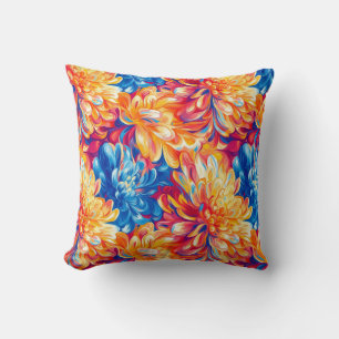Smälter Chrysanthemum Pop Art Vibrant Design Kudde