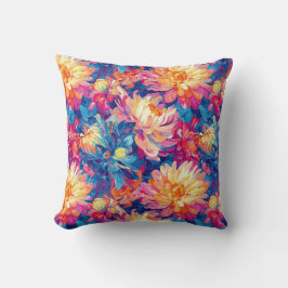 Smälter Chrysanthemum Pop Art Vibrant Design Kudde