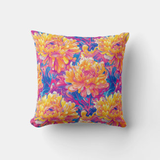 Smälter Chrysanthemum Pop Art Vibrant Design Kudde