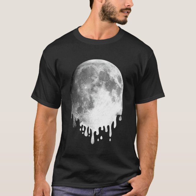 Smälter Full Moon Drippy Space Art T Shirt (Framsida)