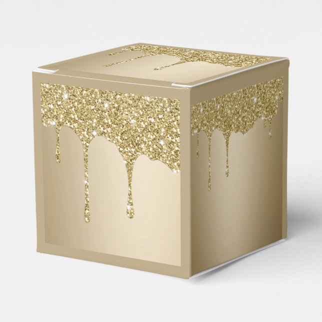 Smälter Guld Glitter Presentaskar (Framsidan Sidan)