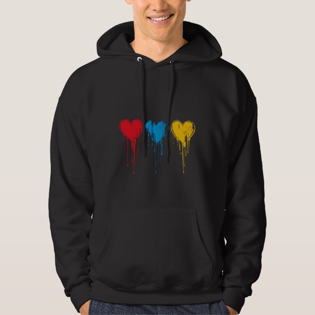 Smälter Hearts minimalista Black Hoodie (Framsida)