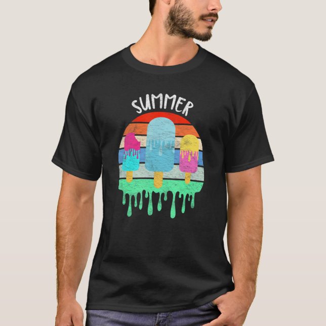 Smälter Ice Cream Hett Summer Vacation Retro Vinta T Shirt (Framsida)