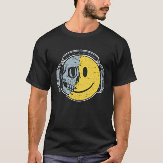 Smälter Lycklig Ansikte Smile Headphone EDM Music T Shirt