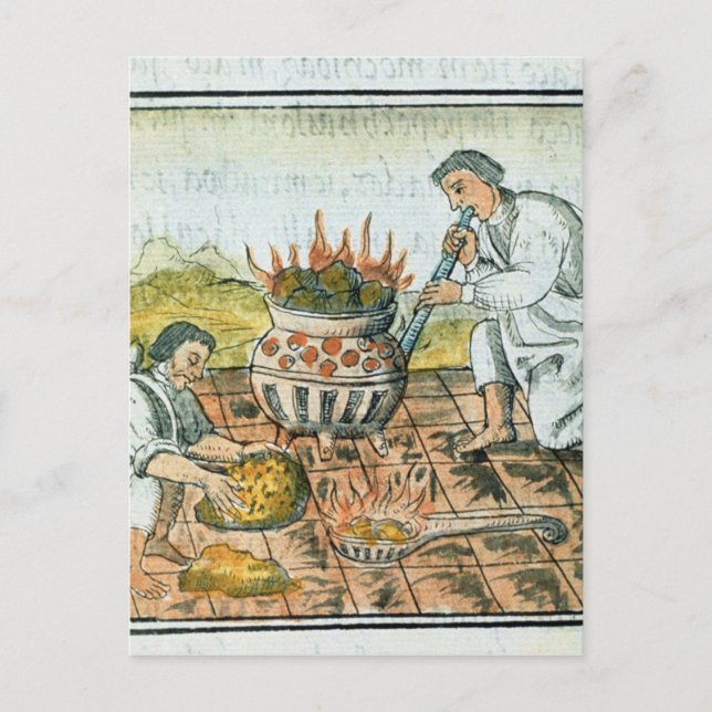 Smälter och gjutning av guld i Aztec-imperiet Vykort (Framsida)