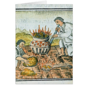 Smälter och rollbesättningguld i det Aztec väld Hälsningskort