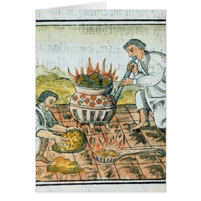 Smälter och rollbesättningguld i det Aztec väldet Hälsningskort (Framsidan)