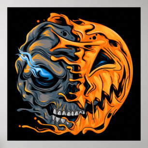 Smälter Pumpkin Skull Poster