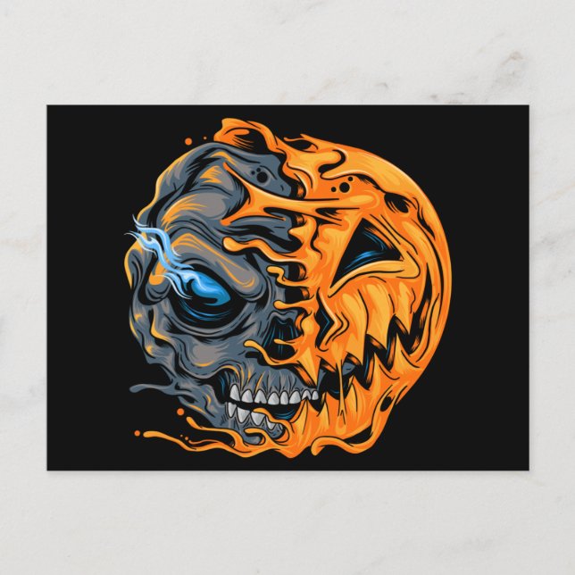 Smälter Pumpkin Skull Vykort (Framsida)