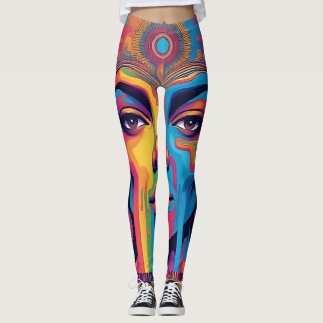 Smälter Reality Leggings - Trippy Psychedelic Art (Framsida)