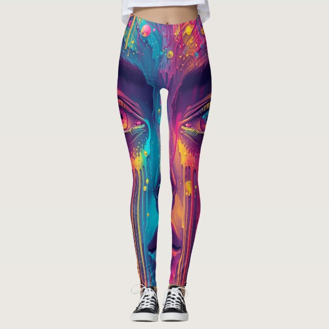 Smälter Reality Leggings - Trippy Psychedelic Art (Framsida)