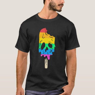 Smälter Regnbåge Ice Cream Skull Halloween Popsicl T Shirt