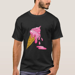 Smälter Rosa jordgubbsice Cream Cone Foodie Food T Shirt