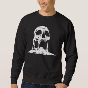 Smälter Skull Halloween Spooky Skeleton Bones Goth Lång Ärmad Tröja