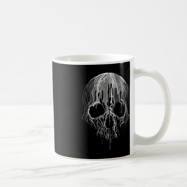 Smälter Skull, svart, vit grafik Halloween Kaffemugg (Höger)